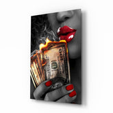 Burn the Money Glass Wall Art.